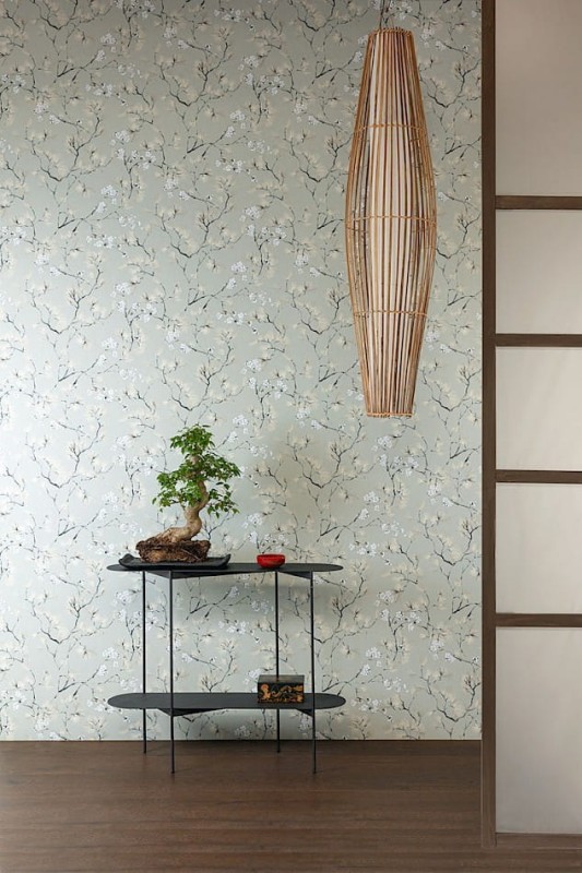 Styl japoński we wnętrzu z tapetą Khroma Kimono KIM108 Haru Meadow.jpg