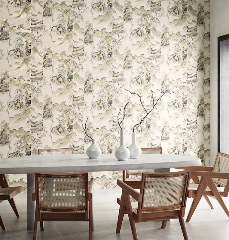 Jadalnia z tapetą Khroma Kimono KIM303 Akiyama Meadow.jpg