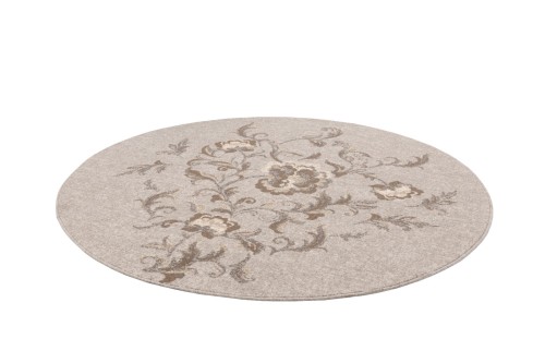Dywan okrągły wełniany Agnella Ballata Jira szary wzór.jpg