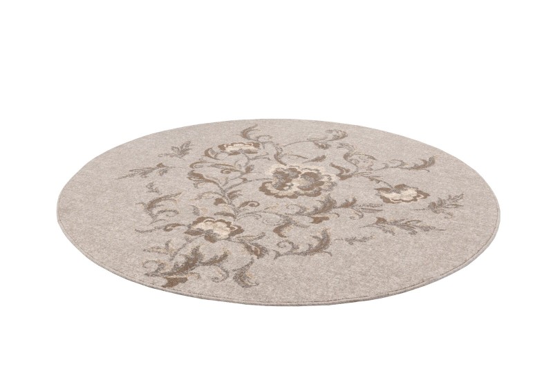 Dywan okrągły wełniany Agnella Ballata Jira szary wzór.jpg