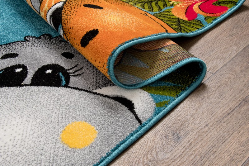 Obszycie dywanu dziecięcego Kolibri 11058/180 zwierzęta niebieski