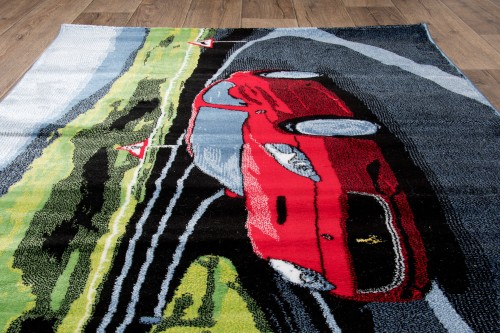 Wzór dywanu dla dzieci Super Kids auto blue