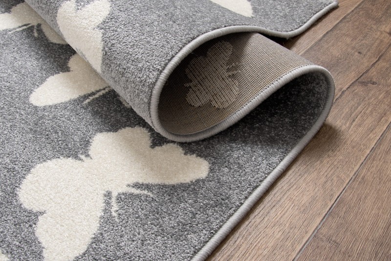 Obszycie dywanu dla dzieci Weltom Motylki szary