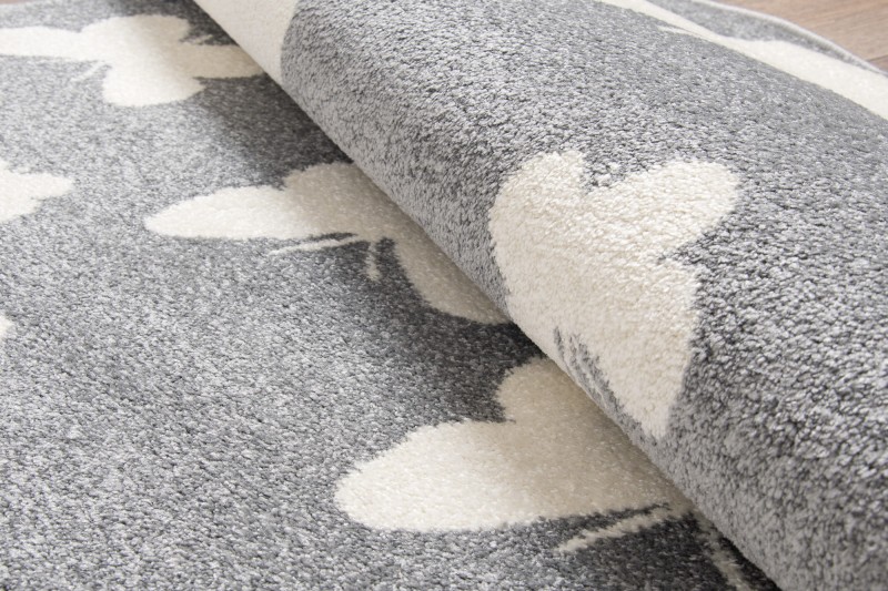 Runo dywanu dla dzieci Weltom Motylki szary