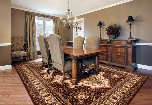 Dywan Agnella Isfahan Almas bursztyn w salonie w stylu tradycyjnym