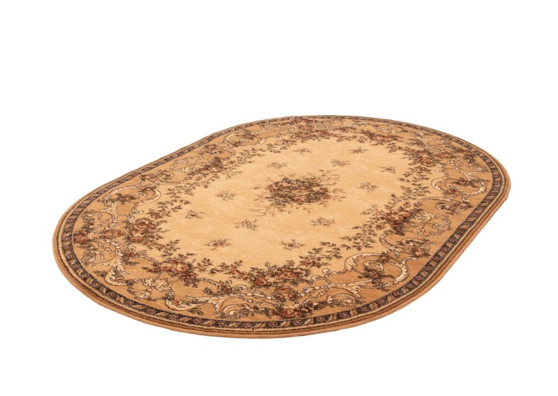 Dywan owalny z wełny Agnella Isfahan Dafne kolor sahara 1,60x2,40 m