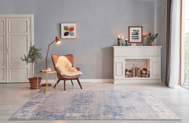 Dywan wełniany Agnella Isfahan Grawe w kolorze beżowym w salonie