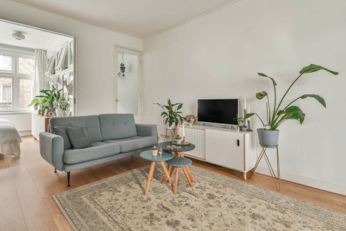 Dywan wełniany Agnella Isfahan Fabio kolor len w salonie