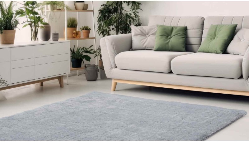 Dywan pluszowy Cubic szary na podłodze