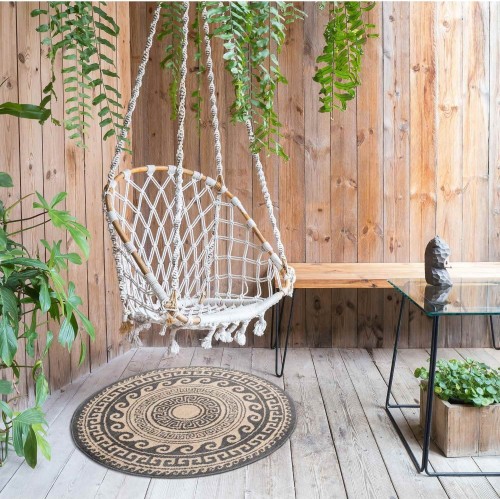 Dywan okrągły zewnętrzny outdoor Delmar Grecki brąz na werandzie