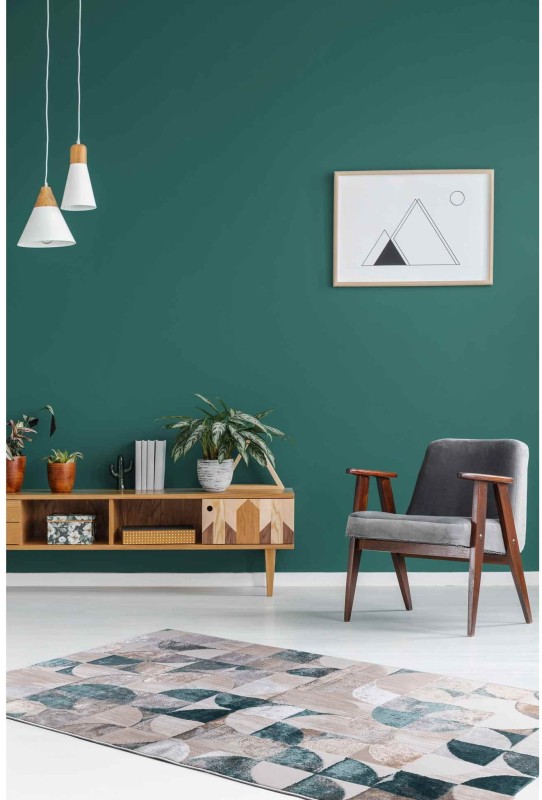 Dywan nowoczesny Evaz geometria wielokolorowy w salonie