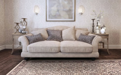 Dywan wełniany Agnella Isfahan Itamar alabastrowy w salonie w stylu klasycznym