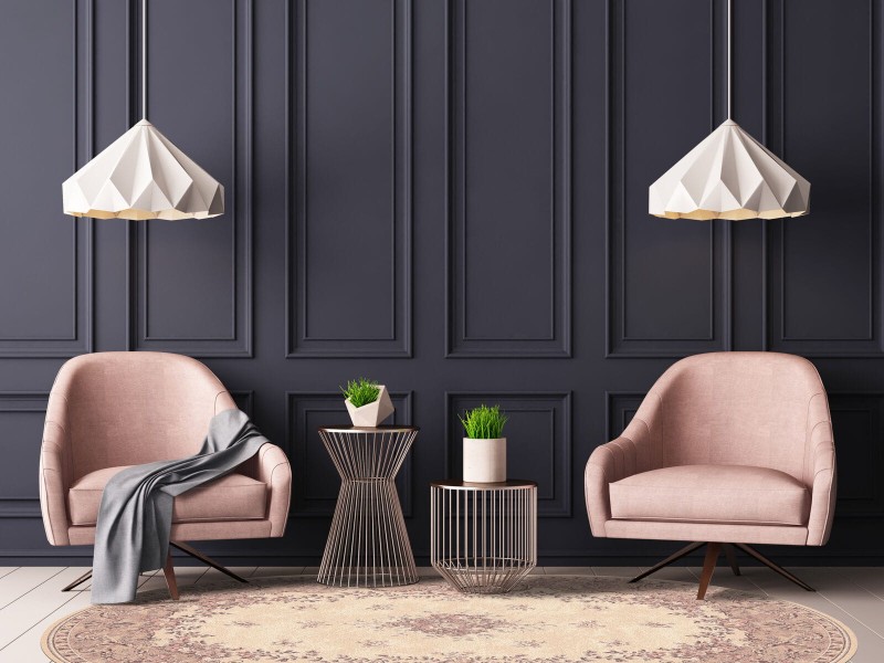 Dywan Agnella Isfahan Dafne w kolorze alabastrowym w salonie w stylu stylu modern classic