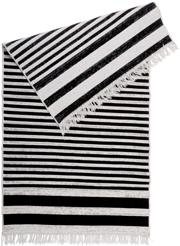 Dywan dwustronny Kilim Gold Pasy biało-czarny z obu stron