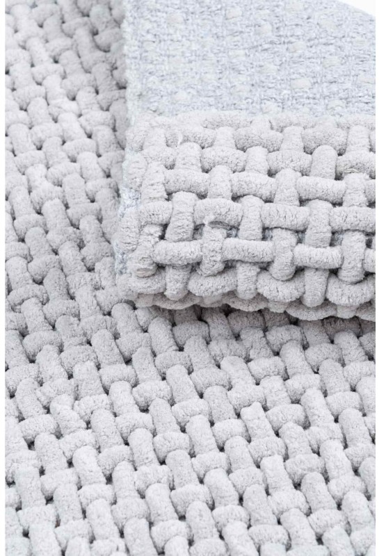 Dywanik łazienkowy Belweder jasno szary splot