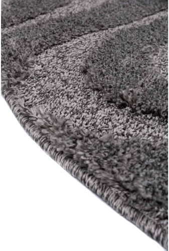 Bok ciemno szarego dywanu okrągłego shaggy Pisa fala