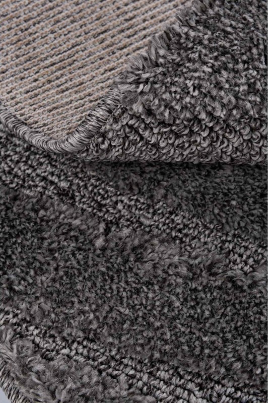Runo ciemno szarego dywanu okrągłego shaggy Pisa fala