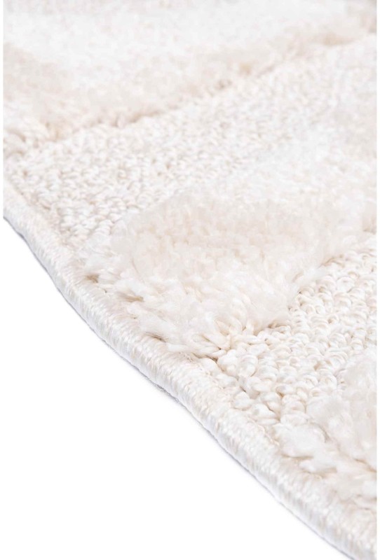 Bok kremowego dywanu okrągłego shaggy 3d Pisa fala