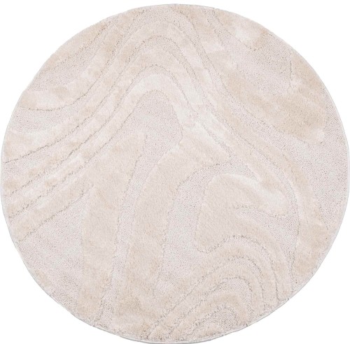 Dywan okrągły shaggy 3d Pisa fala kremowy