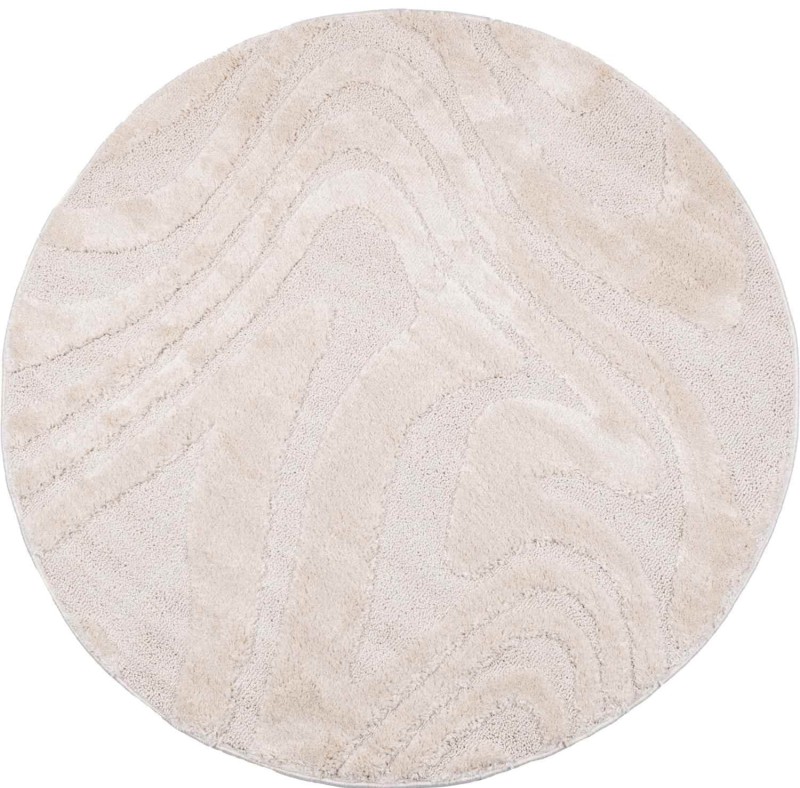 Dywan okrągły shaggy 3d Pisa fala kremowy