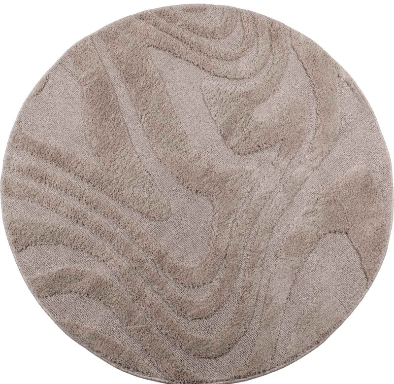 Dywan okrągły shaggy 3d Pisa fala beżowy