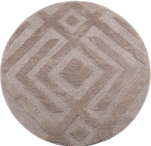 Dywan okrągły shaggy geometria 3d Pisa romby beżowy