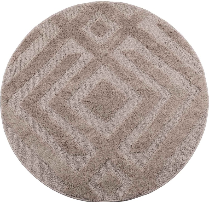Dywan okrągły shaggy geometria 3d Pisa romby beżowy