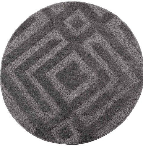 Dywan okrągły shaggy geometria 3d Pisa romby ciemno szary