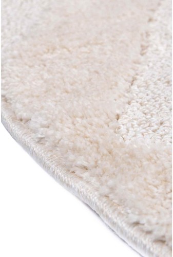 Bok kremowego dywanu okrągłego shaggy geometria 3d Pisa romby