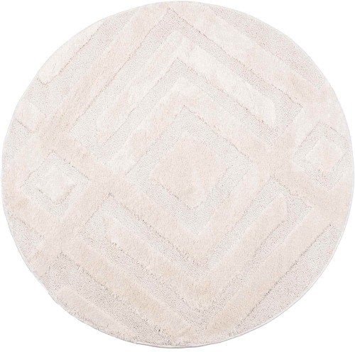 Dywan okrągły shaggy geometria 3d Pisa romby kremowy