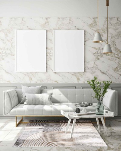 Dywan nowoczesny salamanca geometria beżowy w salonie