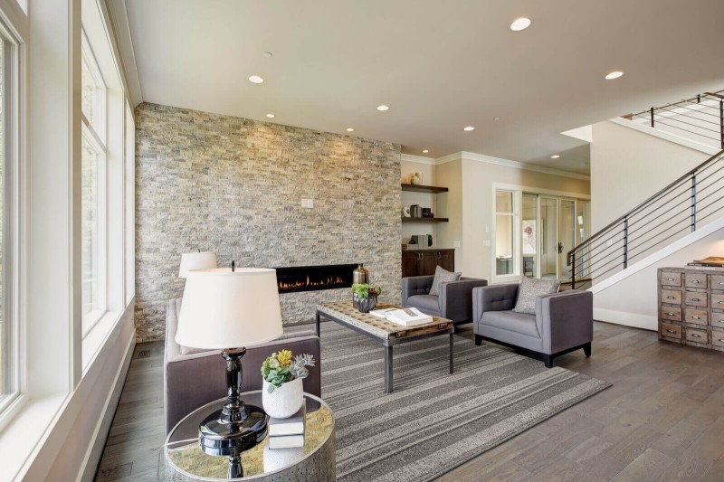 Dywan wełniany loftowy Agnella Ballata Nivra szary w aranżacji