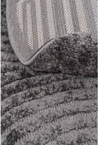 Runo szarego okrągłego dywanu nowoczesnego Chiara fala