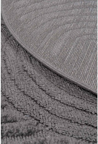 Spód szarego okrągłego dywanu nowoczesnego Chiara fala