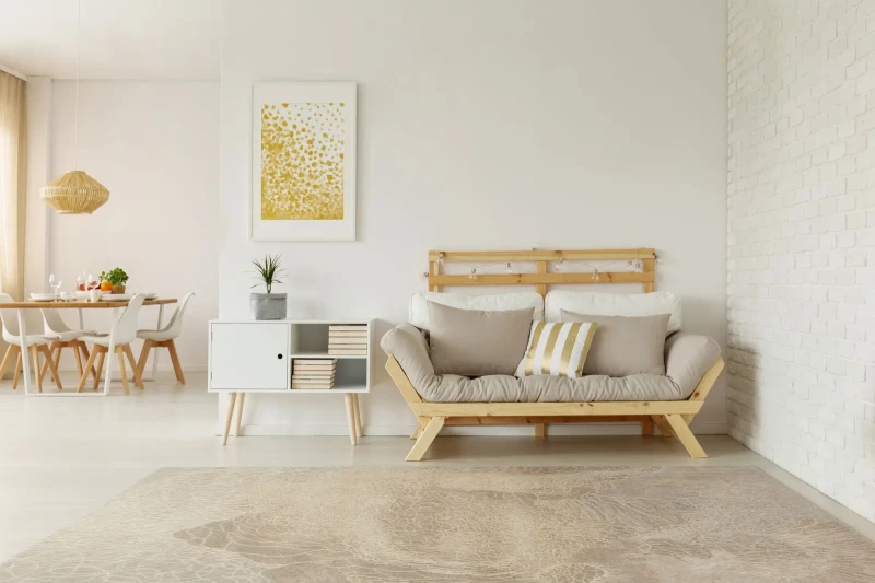 Dywan wełniany nowoczesny Agnella Isfahan Dew kolor len - zdjęcie aranżacyjne