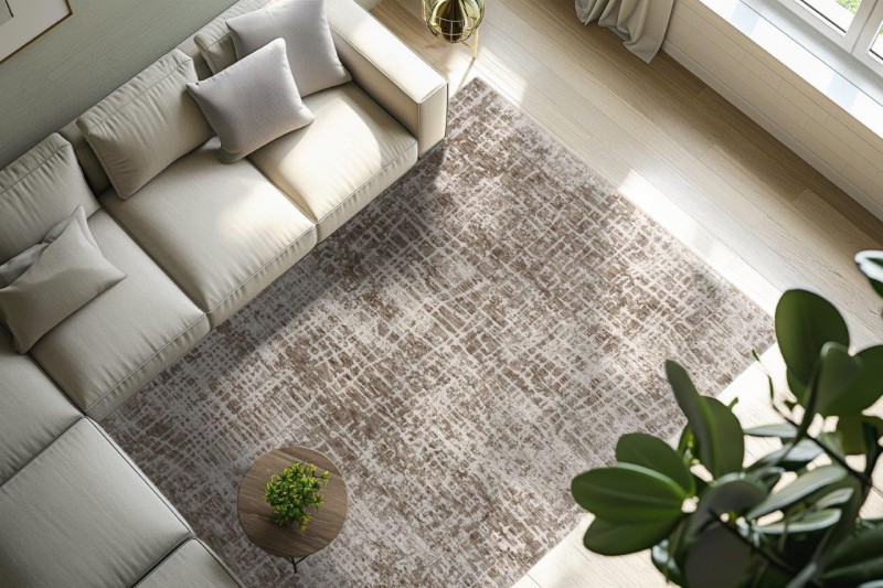 Dywan nowoczesny Obsession Bella BEA 235 taupe w salonie