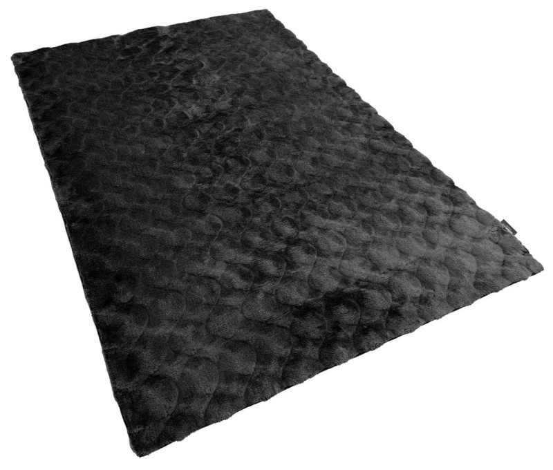 Rzut z boku na antracytowy dywan pluszowy Obsession Diamond Cut DMC 800