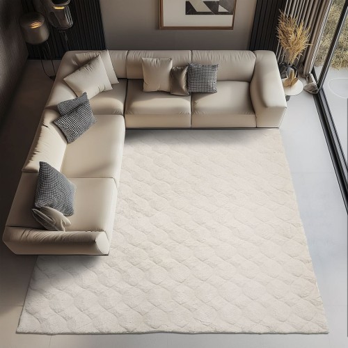 Dywan pluszowy Obsession Diamond Cut DMC 800 kremowy w salonie