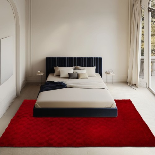 Dywan pluszowy Obsession Diamond Cut DMC 800 czerwony w sypialni