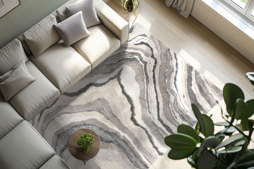 Dywan nowoczesny Obsession Bologna BOA 461 szary w salonie