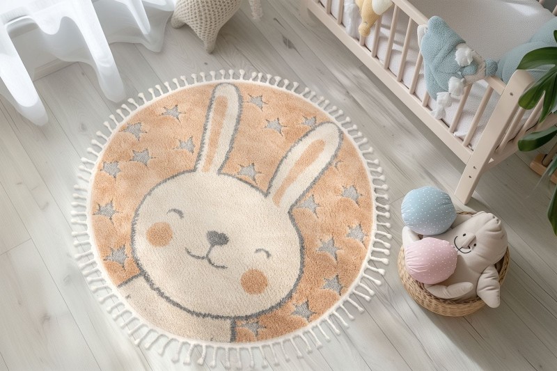 Okrągły dywan dziecięcy Obsession Fano FAO 390 rabbit na podłodze