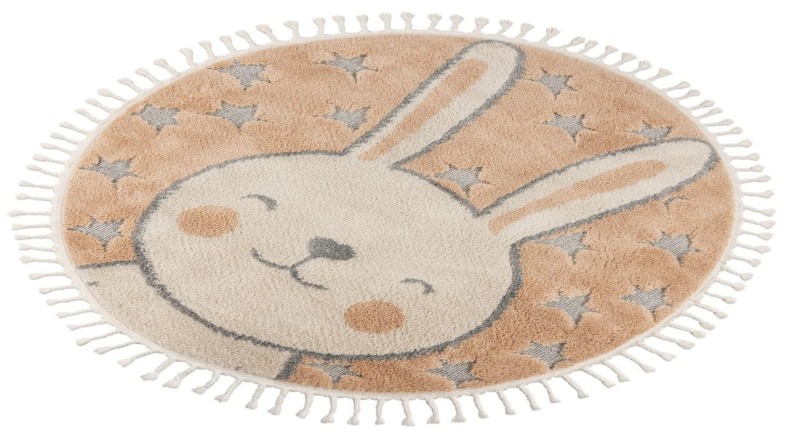Rzut z boku na okrągły dywan dziecięcy Obsession Fano FAO 390 rabbit