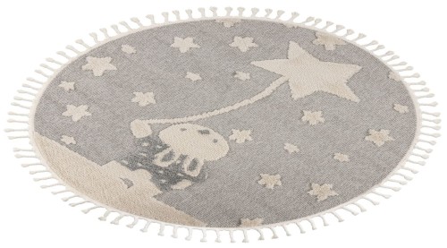 Rzut z boku na okrągły dywan dziecięcy Obsession Fano FAO 393 rabbit stars