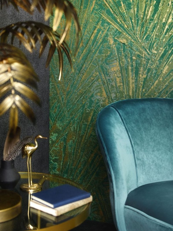 Tapeta do salonu duże zielone liście palmy Marburg Colors of my life 33706.jpg