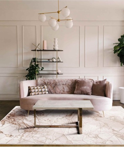 Dywan nowoczesny Creation marmur kolory ziemi w salonie