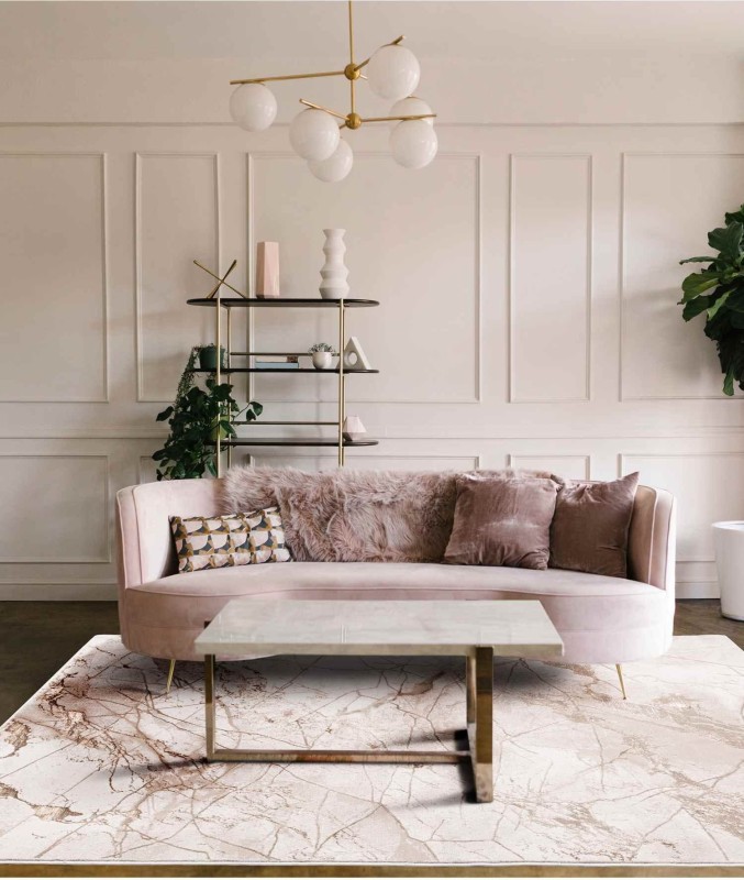 Dywan nowoczesny Creation marmur kolory ziemi w salonie