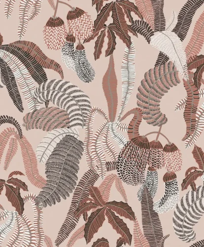 Tapeta roślinna Khroma Romance Nimfa Cinamon ROM004 zbliżenie wzoru.webp