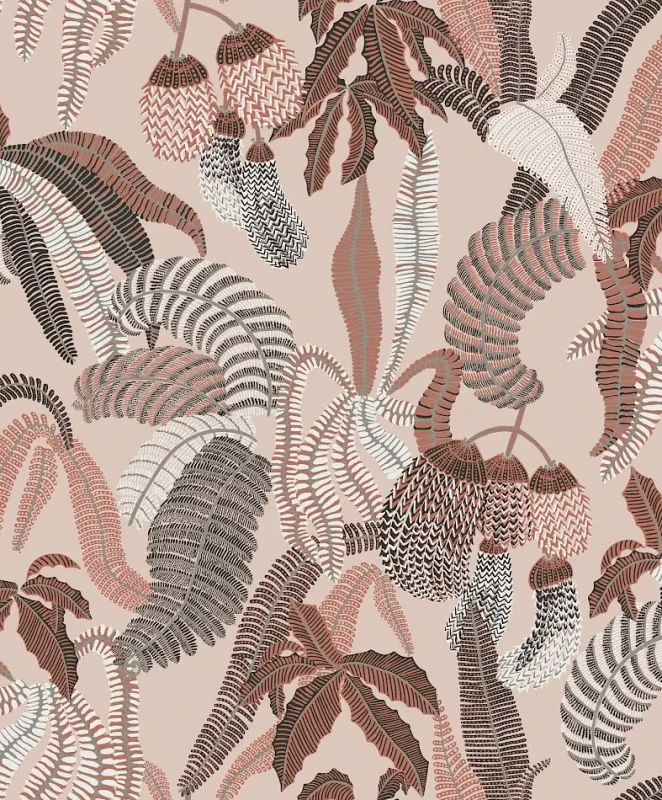 Tapeta roślinna Khroma Romance Nimfa Cinamon ROM004 zbliżenie wzoru.webp