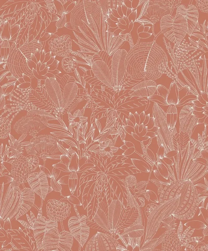 Tapeta roślinna Khroma Romance Bellis Carnelian ROM104 zbliżenie wzoru.webp