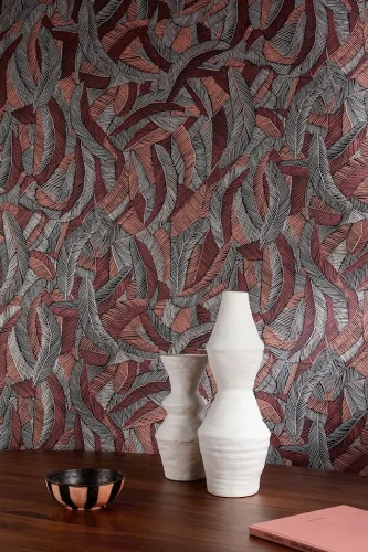 Aranżacja wnętrza z tapetą 3d Khroma Romance Pennas Cinamon ROM204.webp